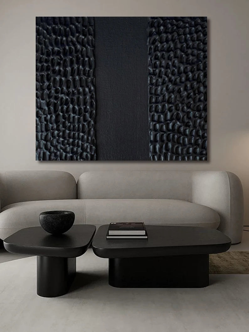 Black Plaster Art Minimalist Textured Painting #BM020