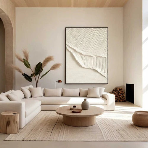 White Plaster Art Minimalist Textured Painting #WM036