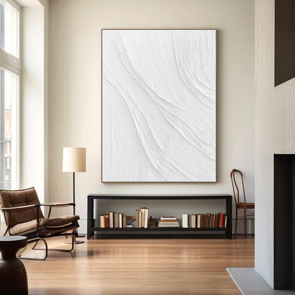 White Plaster Art Minimalist Textured Painting #WM039