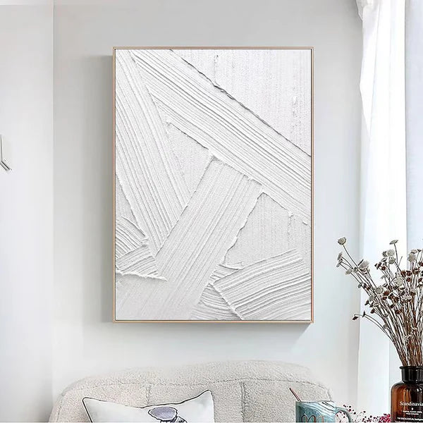 White Plaster Art Minimalist Textured Painting #WM037