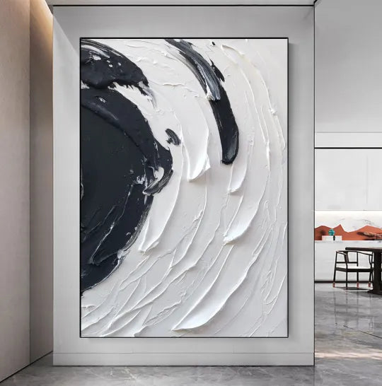 Black White Textured Minimalist Wall Art #BW009