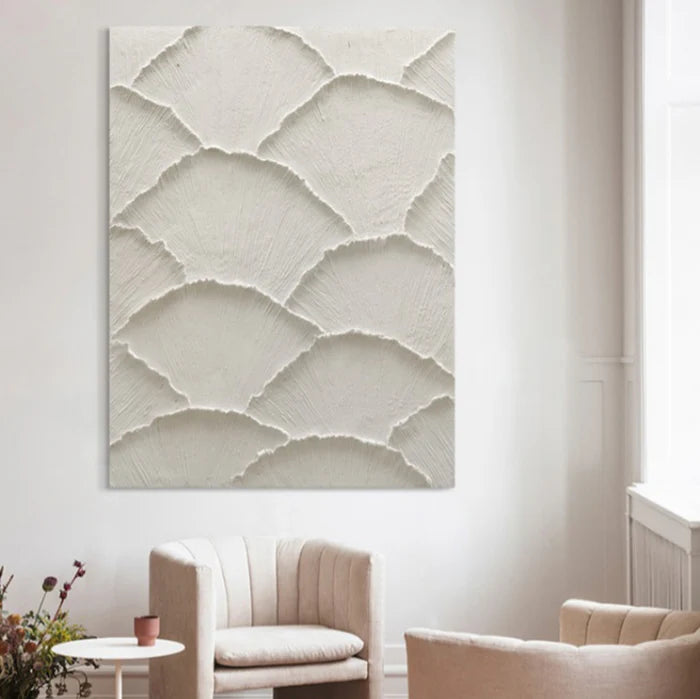 White Plaster Art Minimalist Textured Painting #WM043