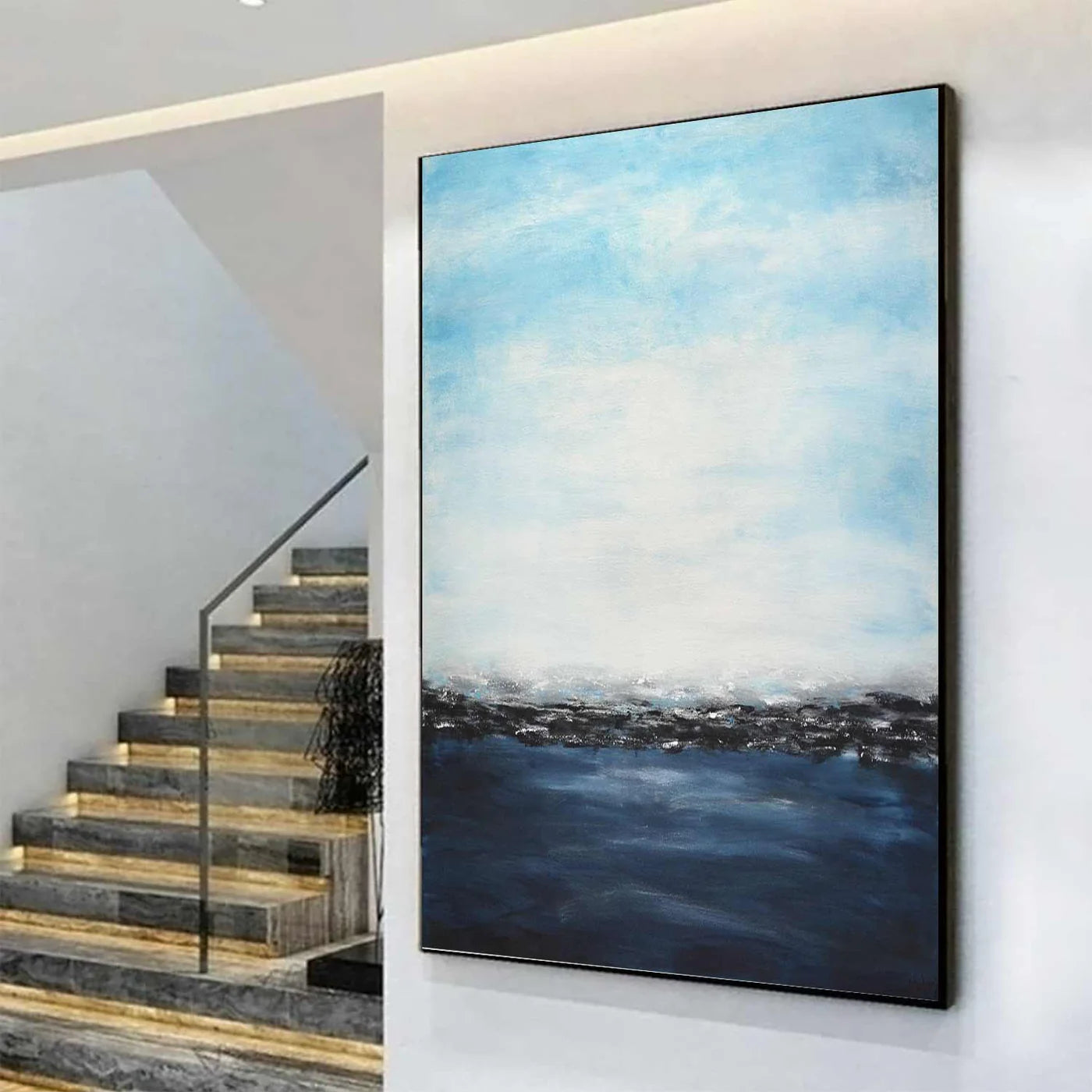 Ocean And Sky Plaster Textured Wall Art #OS026