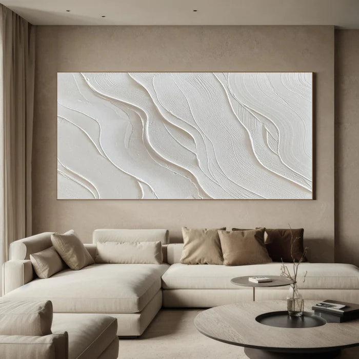 White Plaster Art Minimalist Textured Painting #WM046