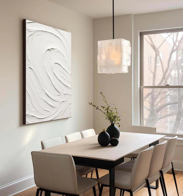 White Plaster Art Minimalist Textured Painting #WM040