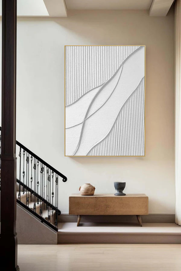 White Plaster Art Minimalist Textured Painting #WM041