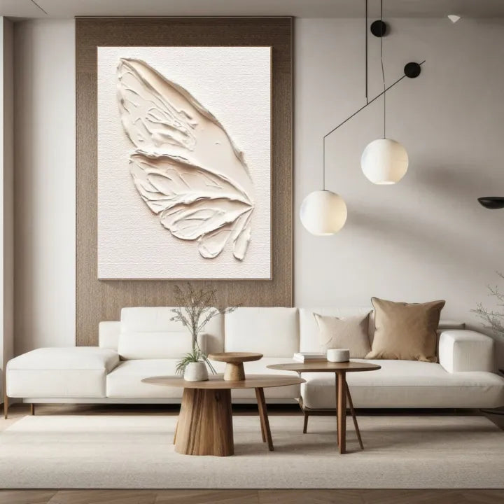 White Plaster Art Minimalist Textured Painting #WM047