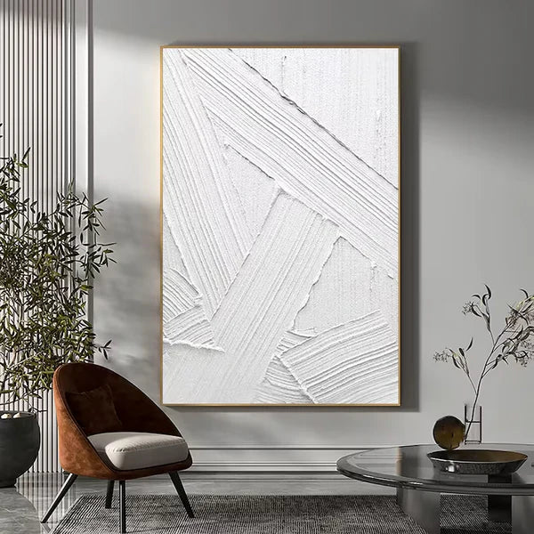 White Plaster Art Minimalist Textured Painting #WM037