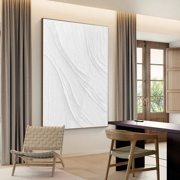 White Plaster Art Minimalist Textured Painting #WM039