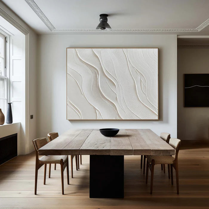 White Plaster Art Minimalist Textured Painting #WM046