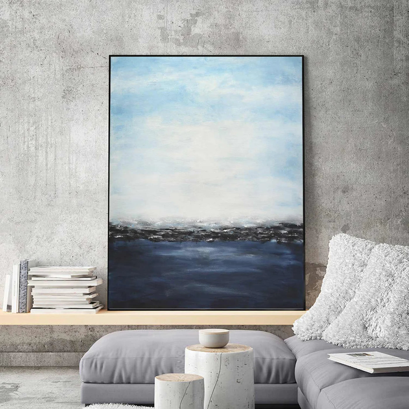 Ocean And Sky Plaster Textured Wall Art #OS026