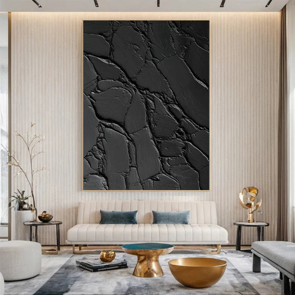 Black Plaster Art Minimalist Textured Painting #BM029