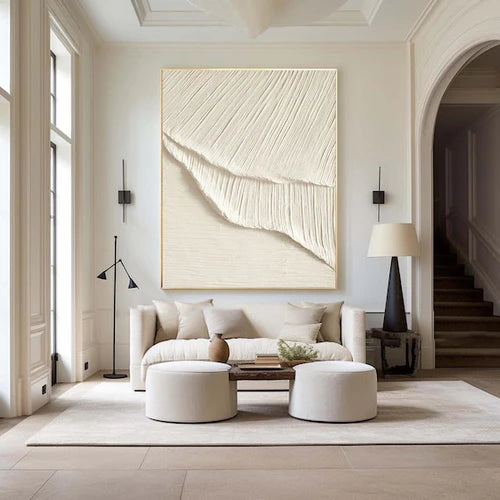 White Plaster Art Minimalist Textured Painting #WM036