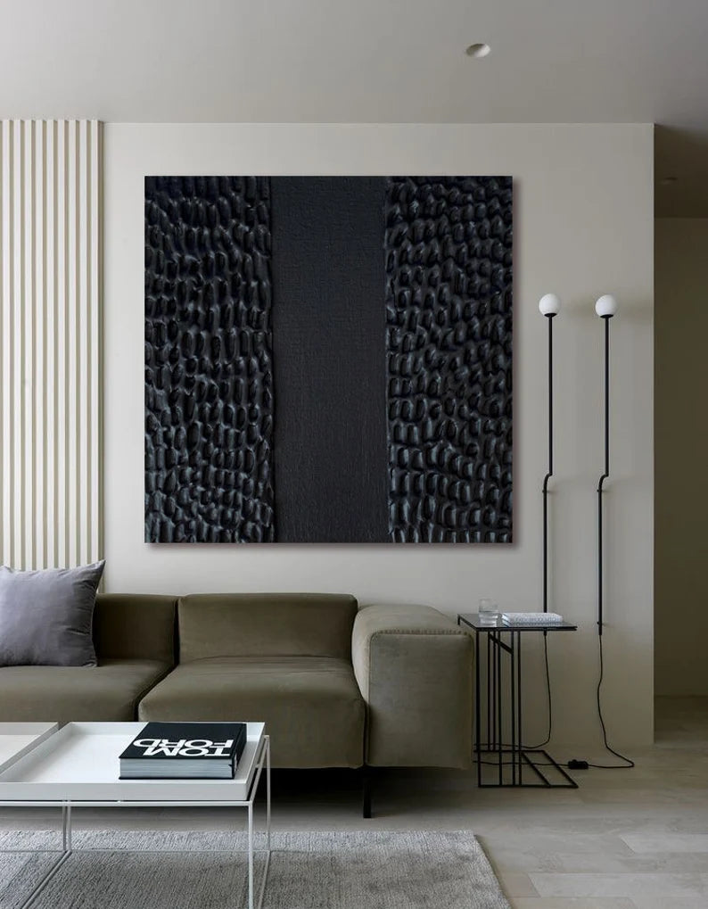 Black Plaster Art Minimalist Textured Painting #BM020