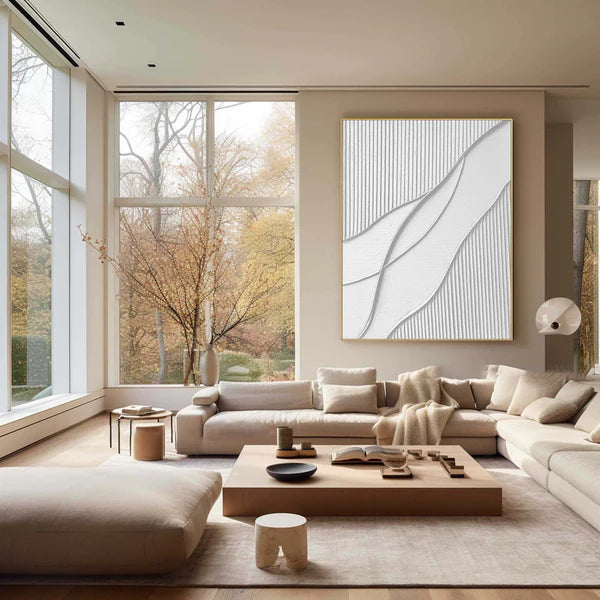 White Plaster Art Minimalist Textured Painting #WM041