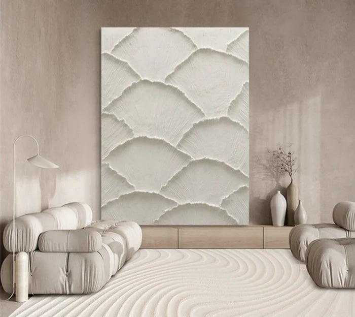 White Plaster Art Minimalist Textured Painting #WM043