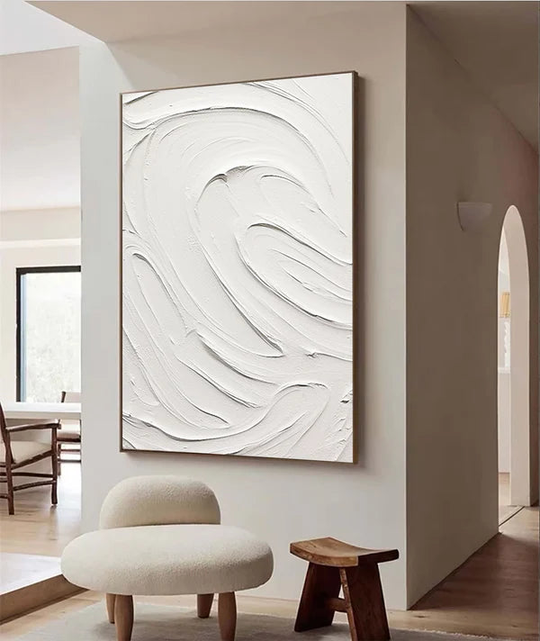 White Plaster Art Minimalist Textured Painting #WM040