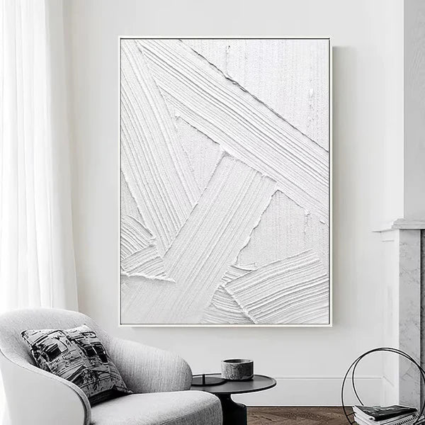 White Plaster Art Minimalist Textured Painting #WM037