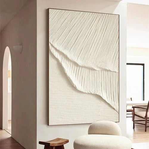 White Plaster Art Minimalist Textured Painting #WM036