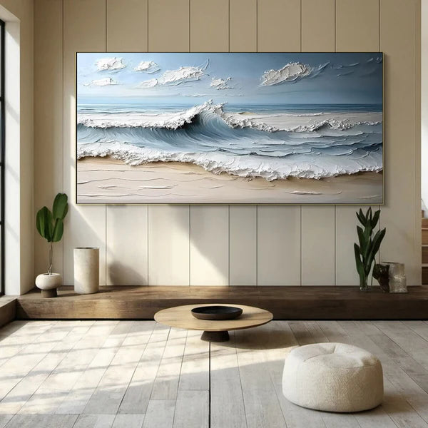 Ocean And Sky Plaster Textured Wall Art #OS038