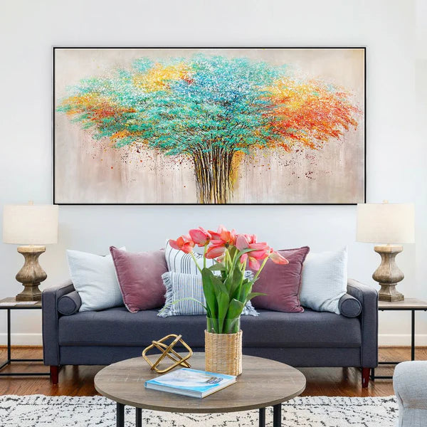 Colorful Flower And Tree Wall Art #FT014