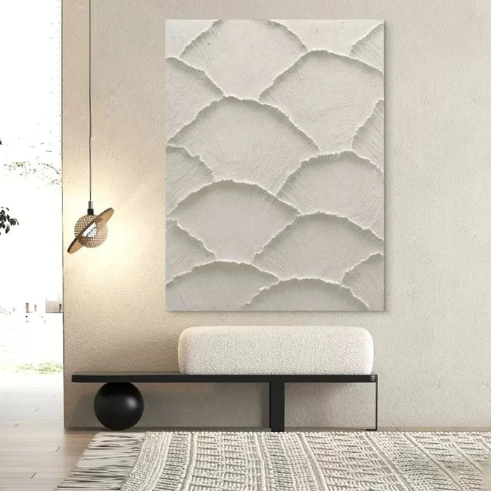 White Plaster Art Minimalist Textured Painting #WM043