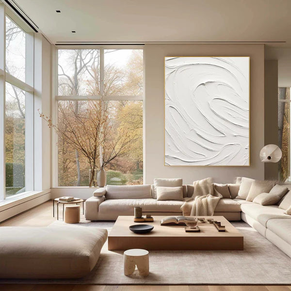 White Plaster Art Minimalist Textured Painting #WM040