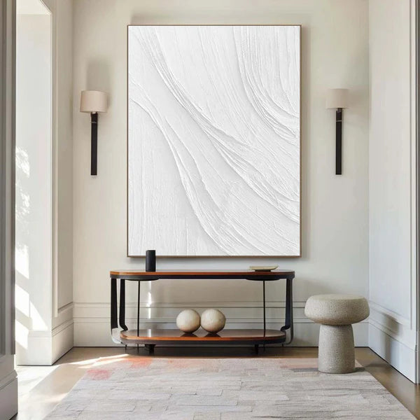 White Plaster Art Minimalist Textured Painting #WM039