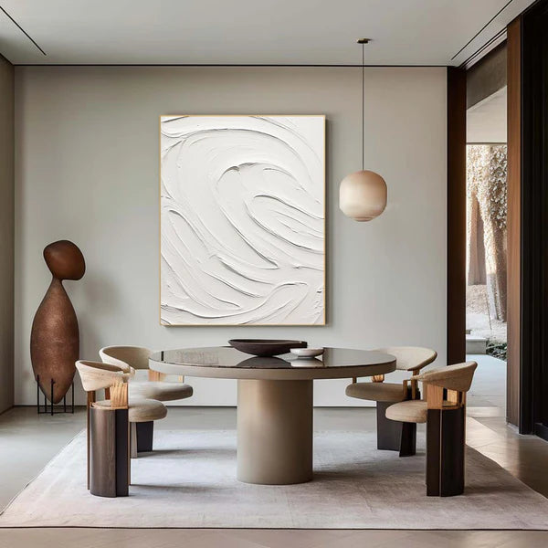 White Plaster Art Minimalist Textured Painting #WM040