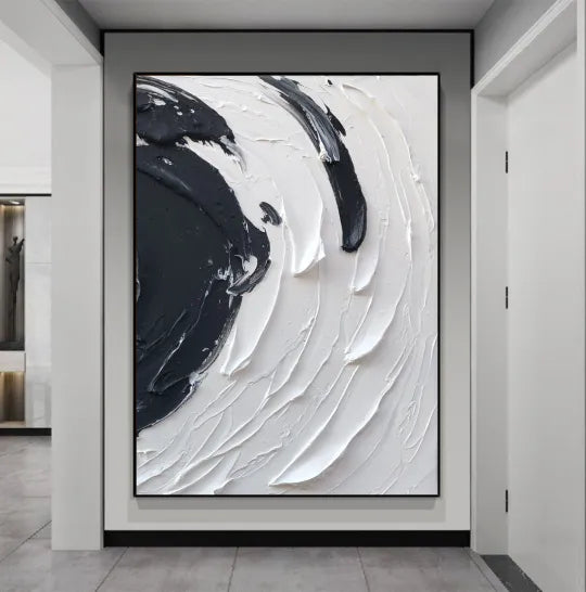 Black White Textured Minimalist Wall Art #BW009