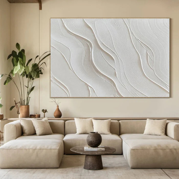 White Plaster Art Minimalist Textured Painting #WM046