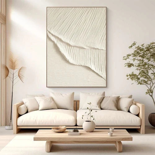 White Plaster Art Minimalist Textured Painting #WM036