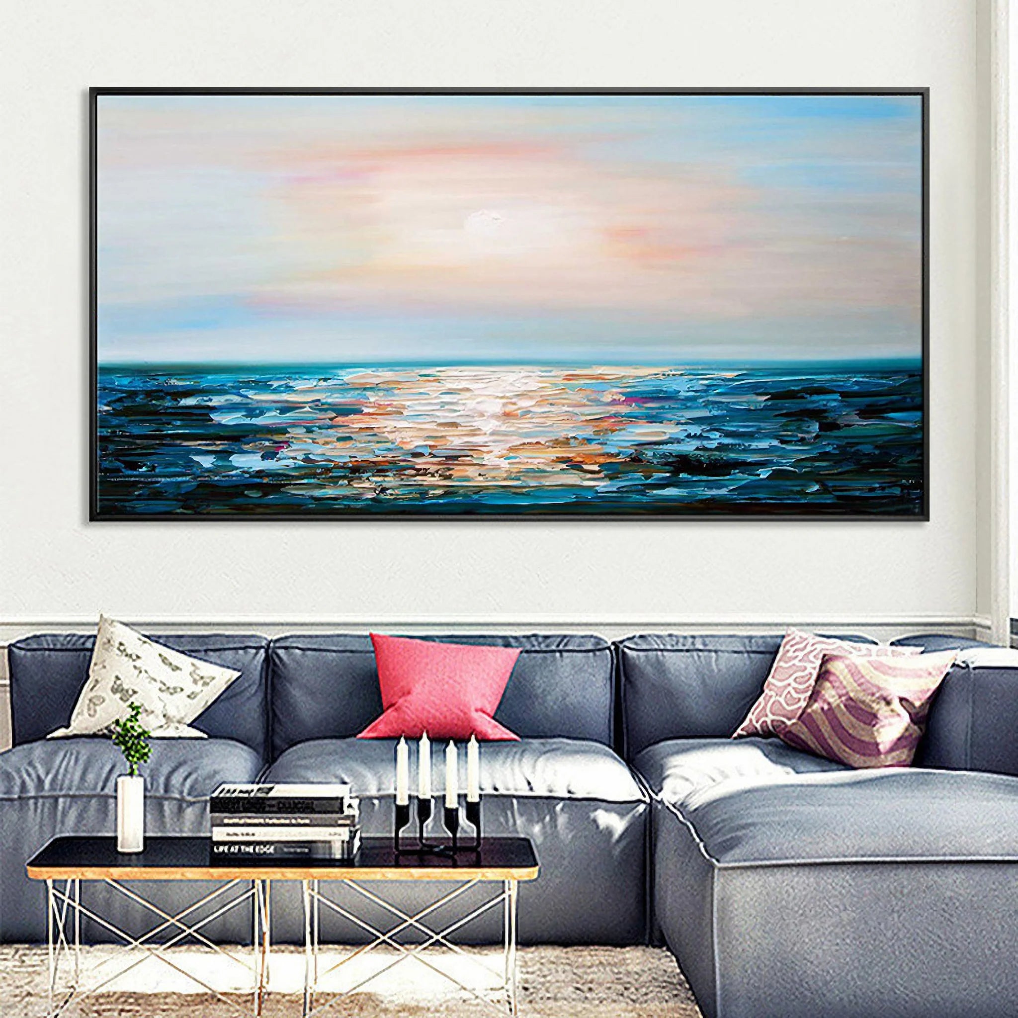 Ocean And Sky Plaster Textured Wall Art #OS022