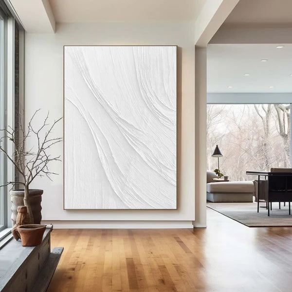 White Plaster Art Minimalist Textured Painting #WM039