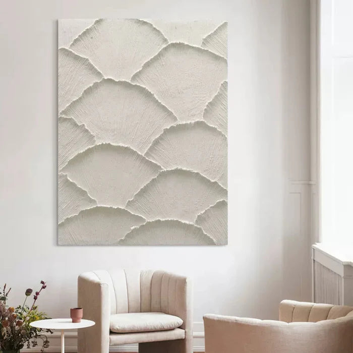 White Plaster Art Minimalist Textured Painting #WM043