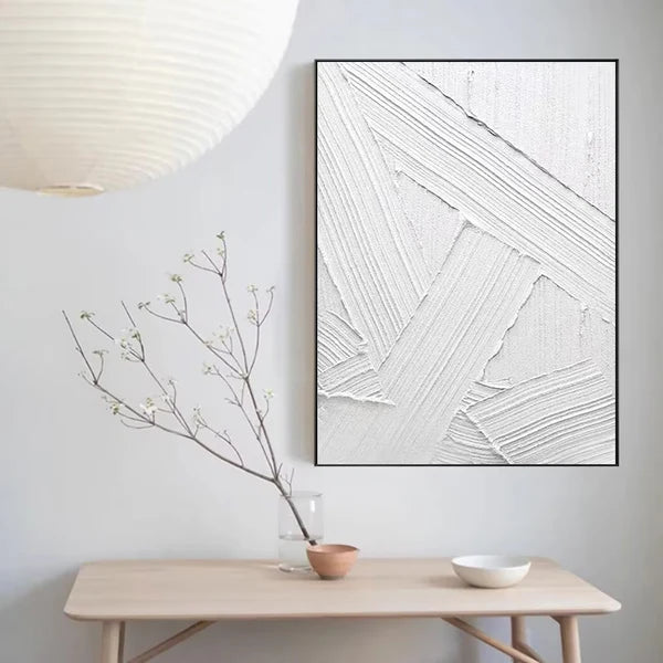 White Plaster Art Minimalist Textured Painting #WM037