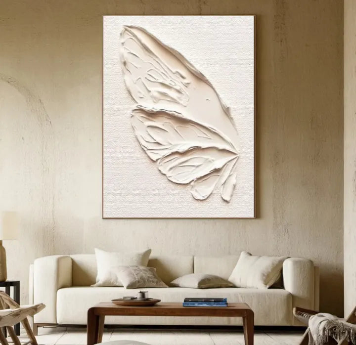 White Plaster Art Minimalist Textured Painting #WM047