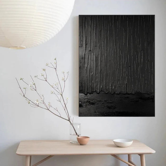 Black Plaster Art Minimalist Textured Painting #BM019