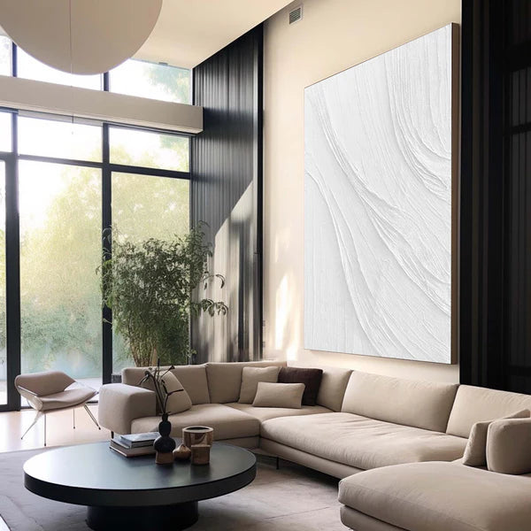 White Plaster Art Minimalist Textured Painting #WM039