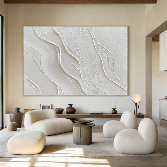 White Plaster Art Minimalist Textured Painting #WM046