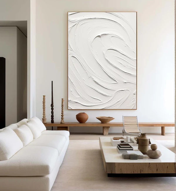 White Plaster Art Minimalist Textured Painting #WM040