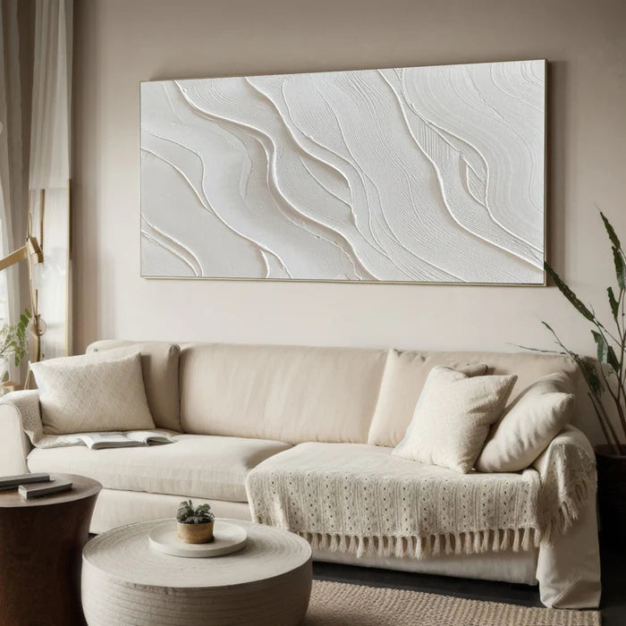 White Plaster Art Minimalist Textured Painting #WM046