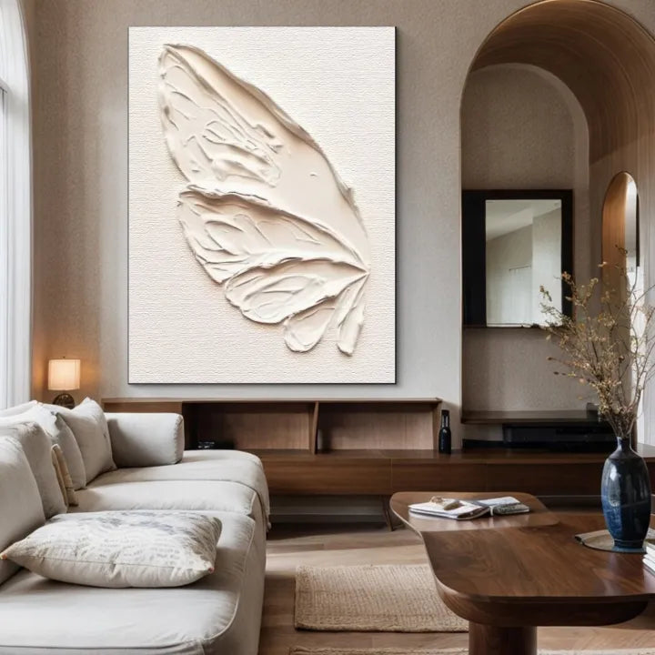 White Plaster Art Minimalist Textured Painting #WM047