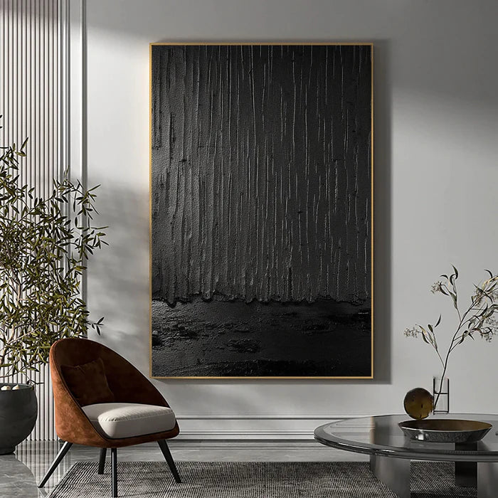 Black Plaster Art Minimalist Textured Painting #BM019