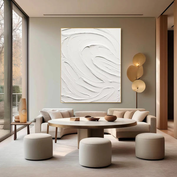 White Plaster Art Minimalist Textured Painting #WM040