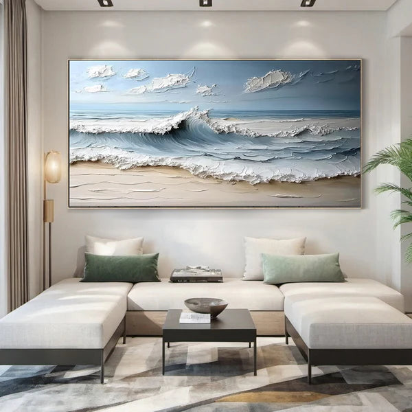 Ocean And Sky Plaster Textured Wall Art #OS038