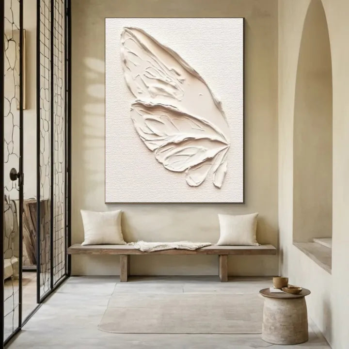 White Plaster Art Minimalist Textured Painting #WM047