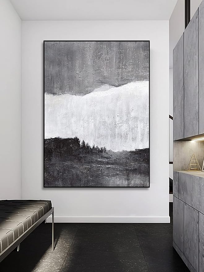 Black White Textured Minimalist Wall Art #BW004