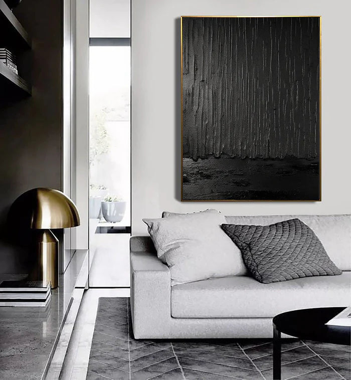 Black Plaster Art Minimalist Textured Painting #BM019